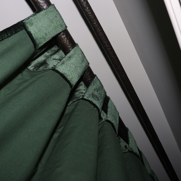 CB2 48"x96" Green Cotton Viscose Velvet Blackout Curtains, x4 Panels (2 sets) - Picture 8 of 13